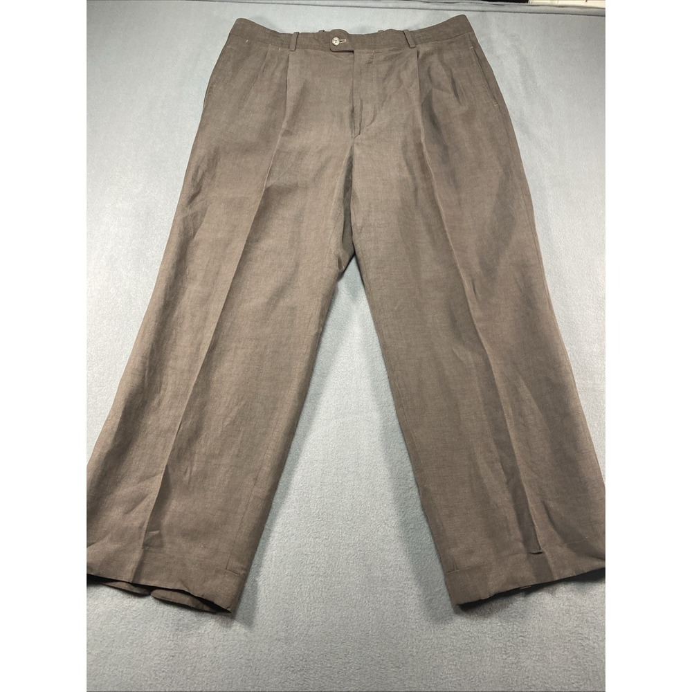 Bernard Zins Mens Dress Pants Linen Brown Paris Size 38